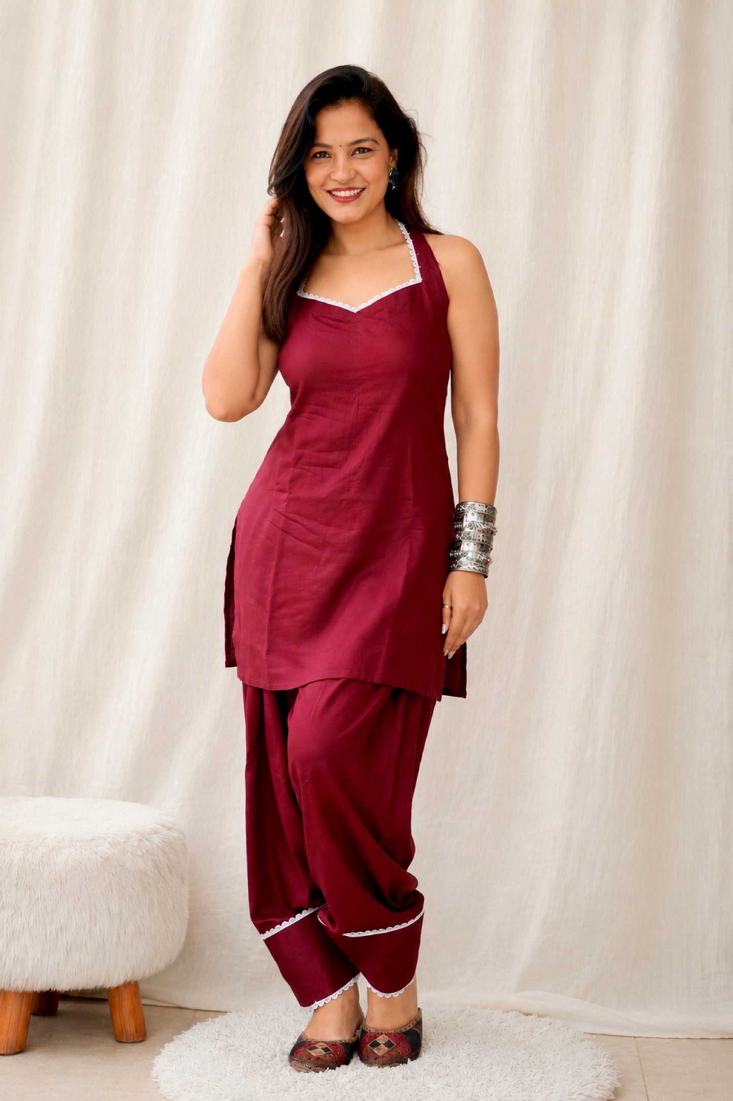 VIRA MAROON FARSHI SALWAR SUIT SET 2 Anaykaa