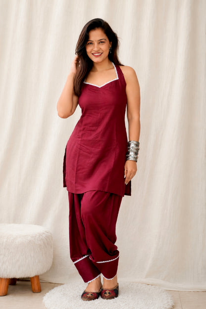 VIRA MAROON FARSHI SALWAR SUIT SET 2 Anaykaa