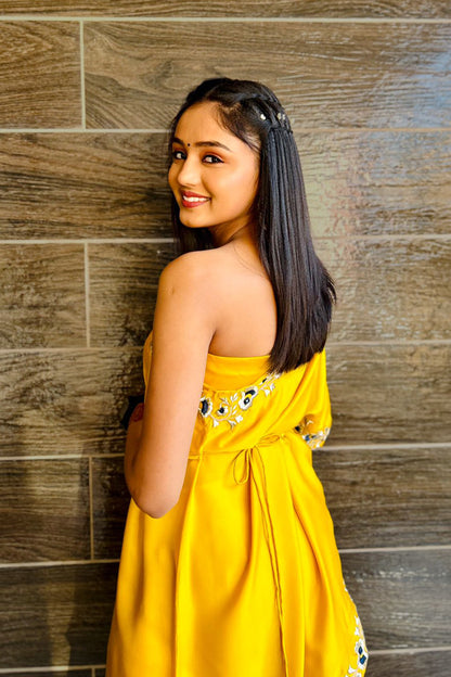 KESAR YELLOW INDO WESTERN - StudioAnaykaa