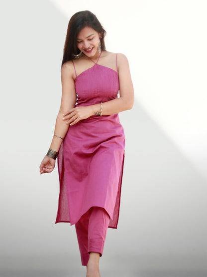 ANAYA LILAC COTTON KURTA SET - StudioAnaykaa