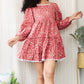 BLOSSOM PEACH FLOWER PRINT LAYERED SHORT DRESS - StudioAnaykaa