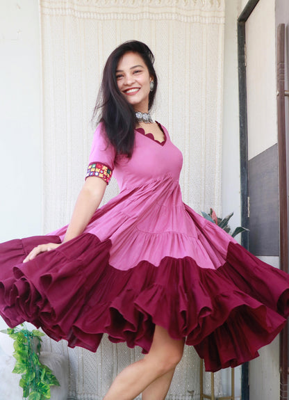 GULABO PINK KUTCHI HANDWORK DRESS - StudioAnaykaa