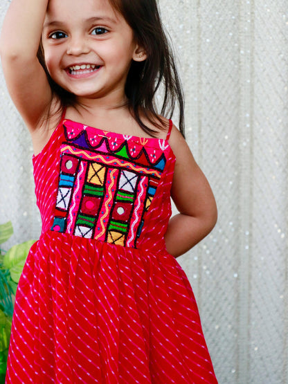 DELIGHT PINK GEORGETTE HAND WORK DRESS - StudioAnaykaa