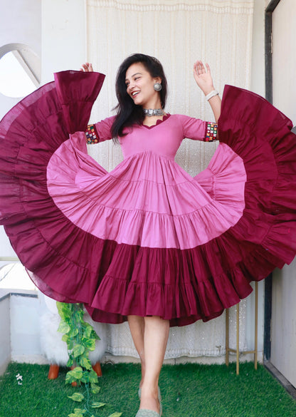 GULABO PINK KUTCHI HANDWORK DRESS - StudioAnaykaa