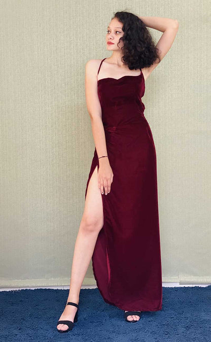VINO MAROON VALVEL GARNET DRESS - StudioAnaykaa