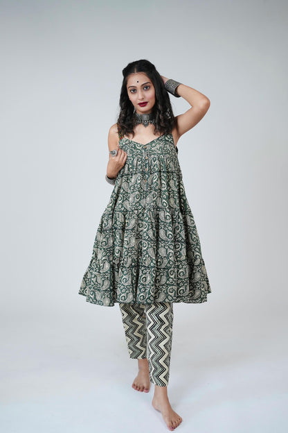 PRAKRITI KUTCHI HANDWORK LAYERED KURTA SET - StudioAnaykaa