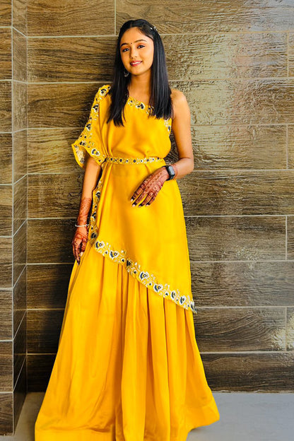 KESAR YELLOW INDO WESTERN - StudioAnaykaa