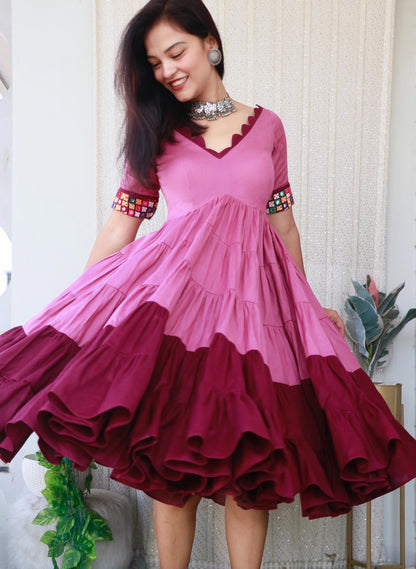 GULABO PINK KUTCHI HANDWORK DRESS - StudioAnaykaa