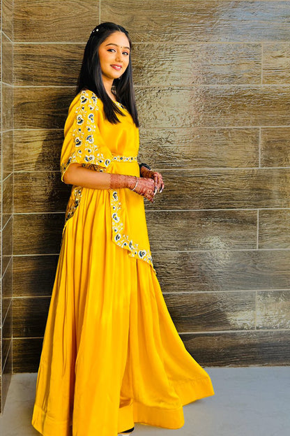 KESAR YELLOW INDO WESTERN - StudioAnaykaa
