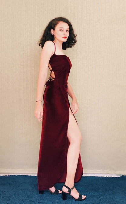 VINO MAROON VALVEL GARNET DRESS - StudioAnaykaa