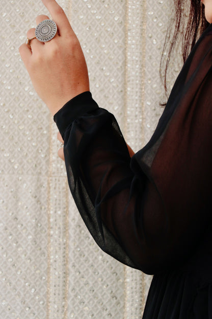 LUSH BLACK GEORGETTE DRESS - StudioAnaykaa