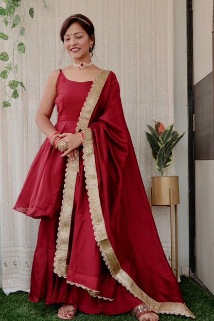 RUBY MAROON SHARARA SET - StudioAnaykaa