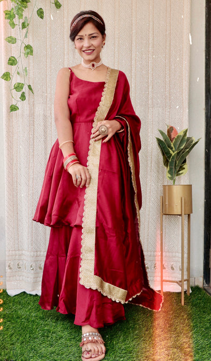 RUBY MAROON SHARARA SET - StudioAnaykaa
