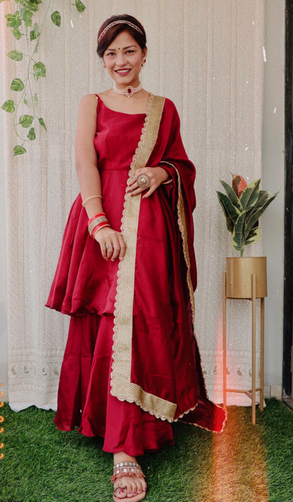 RUBY MAROON SHARARA SET - StudioAnaykaa
