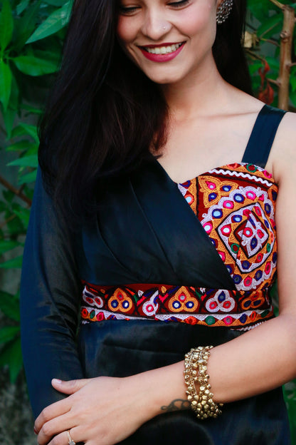 BLISS BLACK KUTCHI HANDWORK KURTA SET - StudioAnaykaa