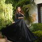 MAITHILI BLACK MASHRUSILK KUTCHI HANDWORK GOWN - StudioAnaykaa