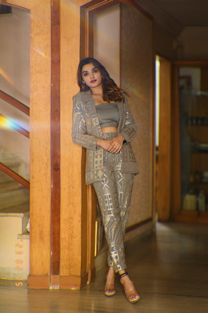CHICBLAZE 3 PIECE ETHNIC BLAZER CO ORD SET - StudioAnaykaa